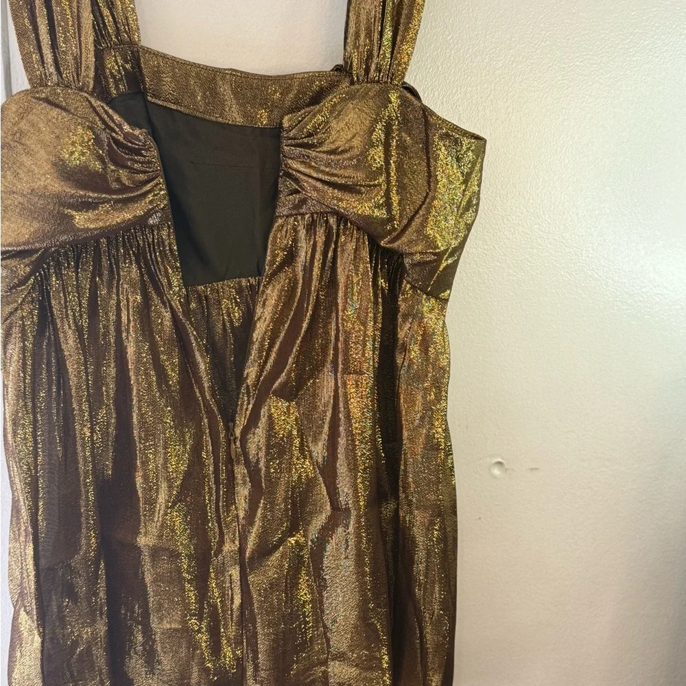 Shimmering Gold Dress with Elegant Bow - Picture 4 of 6
